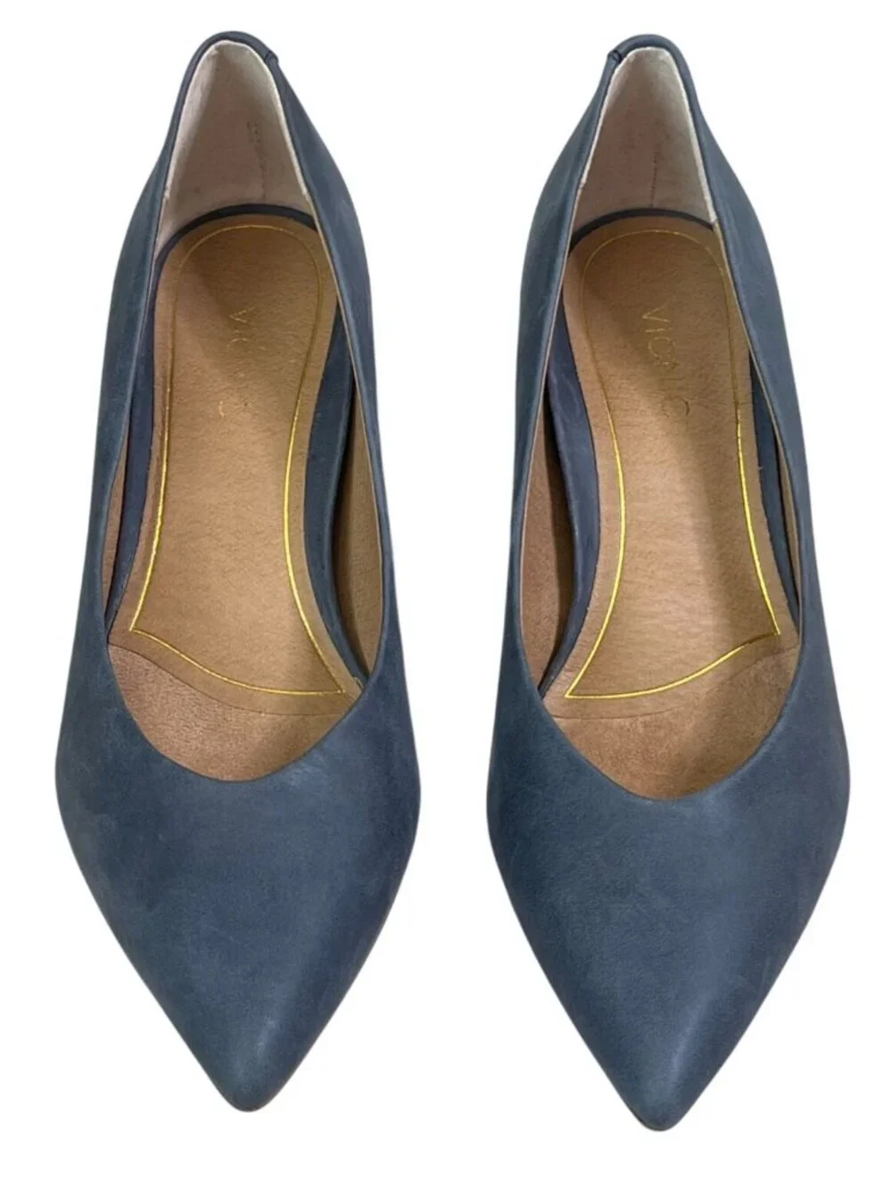 Vionic Josie Navy Suede Leather Kitten Heels Pumps Orthotic Sz 7.5 NWOB